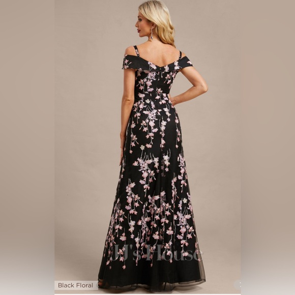 Floral Cold-Shoulder Mermaid Gown - Picture 6 of 6
